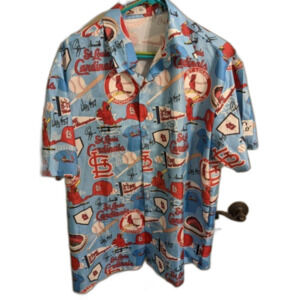 St Louis Cardinals Button Up Shirt Extra Large Adult Blue Baseball MLB Mens XL